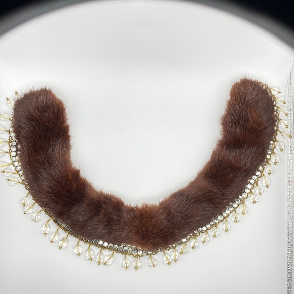 Genuine Mink Top Hit Hand Made Baare Beards Japan Beaded Collar Vintage - Picture 2 of 14